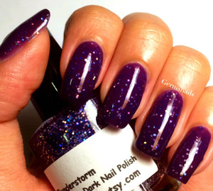 Color Changing Nail Polish - Purple to Black - "Thunderstorm" - Thermal - FREE U.S. SHIPPING - Holographic - Full Size Bottle