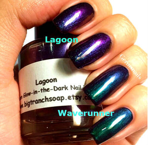 Free U.S. Shipping - Nail Polish - Multichrome Chameleon Chrome - Purple/Green Color Shifting - "Waverunner" - 0.5 oz Full Sized Bottle