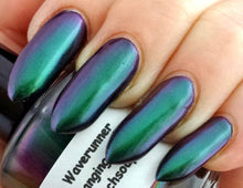 Load image into Gallery viewer, Free U.S. Shipping - Nail Polish - Multichrome Chameleon Chrome - Purple/Green Color Shifting - &quot;Waverunner&quot; - 0.5 oz Full Sized Bottle