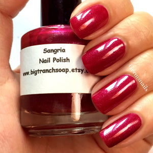 Red Nail Polish - Holographic - Hand Blended - Free U.S. Shipping - "SANGRIA" - Red Nail Polish - 0.5 oz Full Sized Bottle