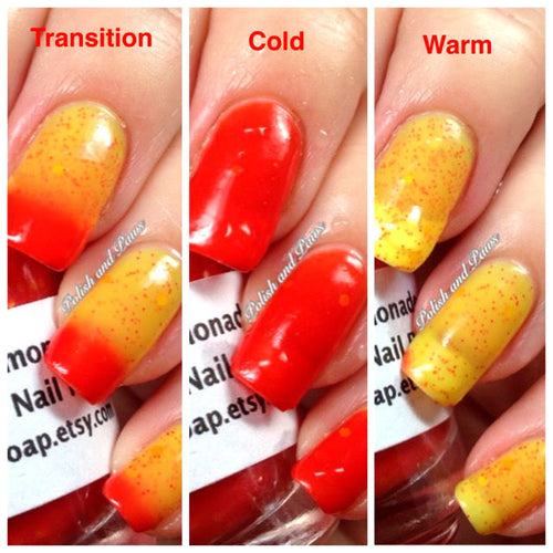 Color Changing Nail Polish - Strawberry Lemonade - Red to Yellow - Gift for Woman, Mom, Sister - Full Size - FREE U.S. SHIPPING