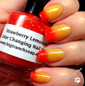 Color Changing Nail Polish - Strawberry Lemonade - Red to Yellow - Gift for Woman, Mom, Sister - Full Size - FREE U.S. SHIPPING