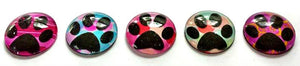 Magnets - Paw Prints - Free U.S. Shipping - Dog Cat Paws - Gift for Pet Owner, Vet, Cat Owner - Set of 5 - 1 Inch Domed Glass Circles