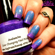 Load image into Gallery viewer, Color Changing Nail Polish - FREE U.S. SHIPPING - &quot;Avalanche&quot;- Blue to Purple Glittery-Temperature Changing - 0.5 oz Full Sized Bottle