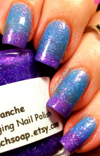 Load image into Gallery viewer, Color Changing Nail Polish - FREE U.S. SHIPPING - &quot;Avalanche&quot;- Blue to Purple Glittery-Temperature Changing - 0.5 oz Full Sized Bottle