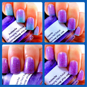 Color Changing Nail Polish - FREE U.S. SHIPPING - "Avalanche"- Blue to Purple Glittery-Temperature Changing - 0.5 oz Full Sized Bottle