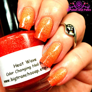 Color Changing Nail Polish - FREE U.S. SHIPPING - Heat Wave-Orange to Yellow - Hand Blended Polish - 0.5 oz Full Sized Bottle
