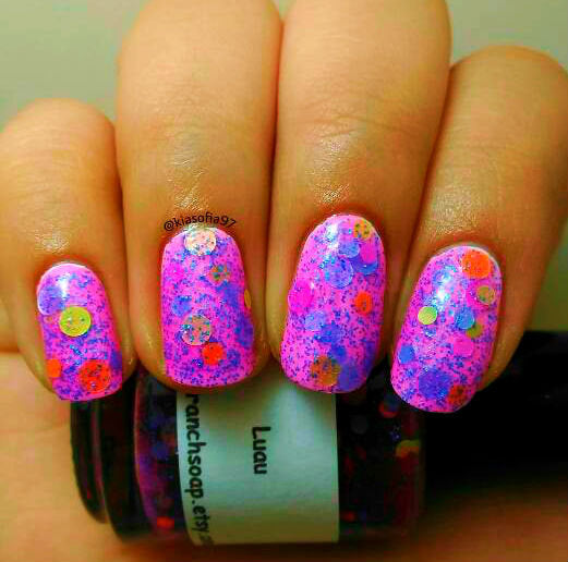 Luau: Custom-Blended NEON Glitter Nail Polish/Lacquer - Free U.S. Shipping