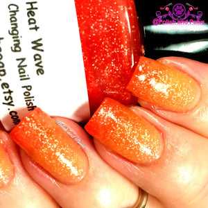 Color Changing Nail Polish - FREE U.S. SHIPPING - Heat Wave-Orange to Yellow - Hand Blended Polish - 0.5 oz Full Sized Bottle