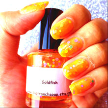 Load image into Gallery viewer, Goldfish: Custom-Blended NEON Glitter Nail Polish/Lacquer - Stocking Stuffer - Yellow - Gift for Mom, Sister, Daughter