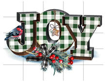 Load image into Gallery viewer, Joy Christmas Sublimation Transfer Ready to Press, Gingham Green, Printed Sub Transfer, Sublimation Image, Sub Image, Ready to Use, DIY Gift