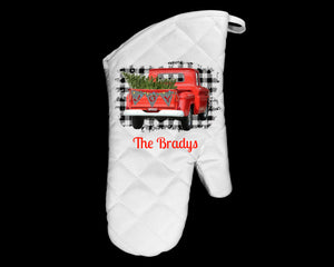 Red Christmas Truck Joy Oven Mitt Pot Holder Towel