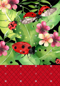 Ladybug Floral Garden Flag, Personalized, Garden Flag, Name Garden Flag, Yard Decor, Ladybug Gift, Ladybugs, Summer Yard Flag, Flowered Flag