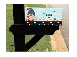 Ladybug Gnome Mailbox Cover with Magnetic Strip - Personalized Mailbox Decor - Custom Address Mailbox Cover, Personalized Mailbox Cover