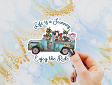 Load image into Gallery viewer, Life is a Journey Enjoy the Ride Farm Animals Truck Sticker, Cow, Chicken, Goat, Donkey, Pig, Country, Farm, Rustic Truck, Vintage Truck