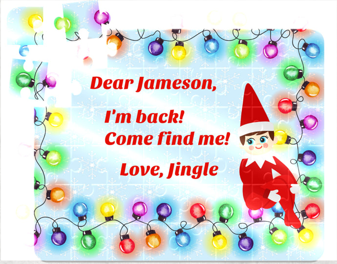 Christmas Lights Elf Puzzle, Christmas Elf, Children's Custom Puzzle, Personalized Puzzle, Elf Return, Kid Gift, Personalized Kids Puzzle