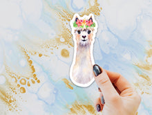 Load image into Gallery viewer, Llama Floral Crown Sticker, Llama Sticker, Alpaca Sticker for Laptops, Cars, Water Bottles, Gift for Llama Lovers, Alpaca Lover Gift