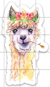 Llama Floral Crown Sticker, Llama Sticker, Alpaca Sticker for Laptops, Cars, Water Bottles, Gift for Llama Lovers, Alpaca Lover Gift