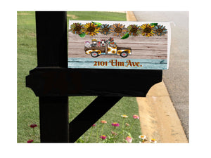 Mailbox Cover with Magnetic Strip - Personalized Farm Animal Leopard Sunflower Truck Mailbox Decor - Custom Address Mailbox Cover, Mailbox