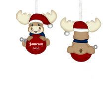 Load image into Gallery viewer, Moose Christmas Ornament, Personalized, Moose Gift, Moose Ornament, Name Ornament, Ornament for Kids, Ornament, Moose, Holiday Ornament