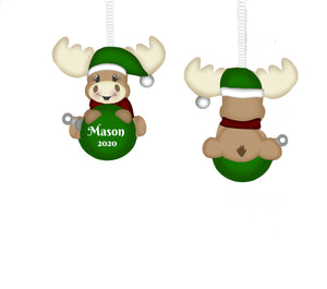 Moose Christmas Ornament, Personalized, Moose Gift, Moose Ornament, Name Ornament, Ornament for Kids, Ornament, Moose, Holiday Ornament