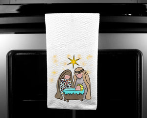 Christmas Nativity Oven Mitt Pot Holder Towel Gift Set Personalized, Gifts for Mom.Housewarming Gift.Hostess Gift.Wedding.Custom Kitchen Set