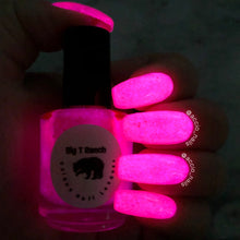 Load image into Gallery viewer, Glow-in-the-Dark Nail Polish, Rose Red, Glows Pink, &quot;Pink Moon&quot;, Custom Blended, Glow Nails, FREE U.S. SHIPPING, Full Sized Bottle