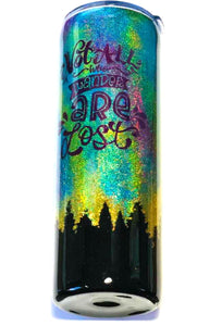Northern Lights Holographic Glitter Tumbler, 20 oz, Personalized, Not All Who Wander Are Lost, Add a Name, Outdoors, Alaska, Night Sky