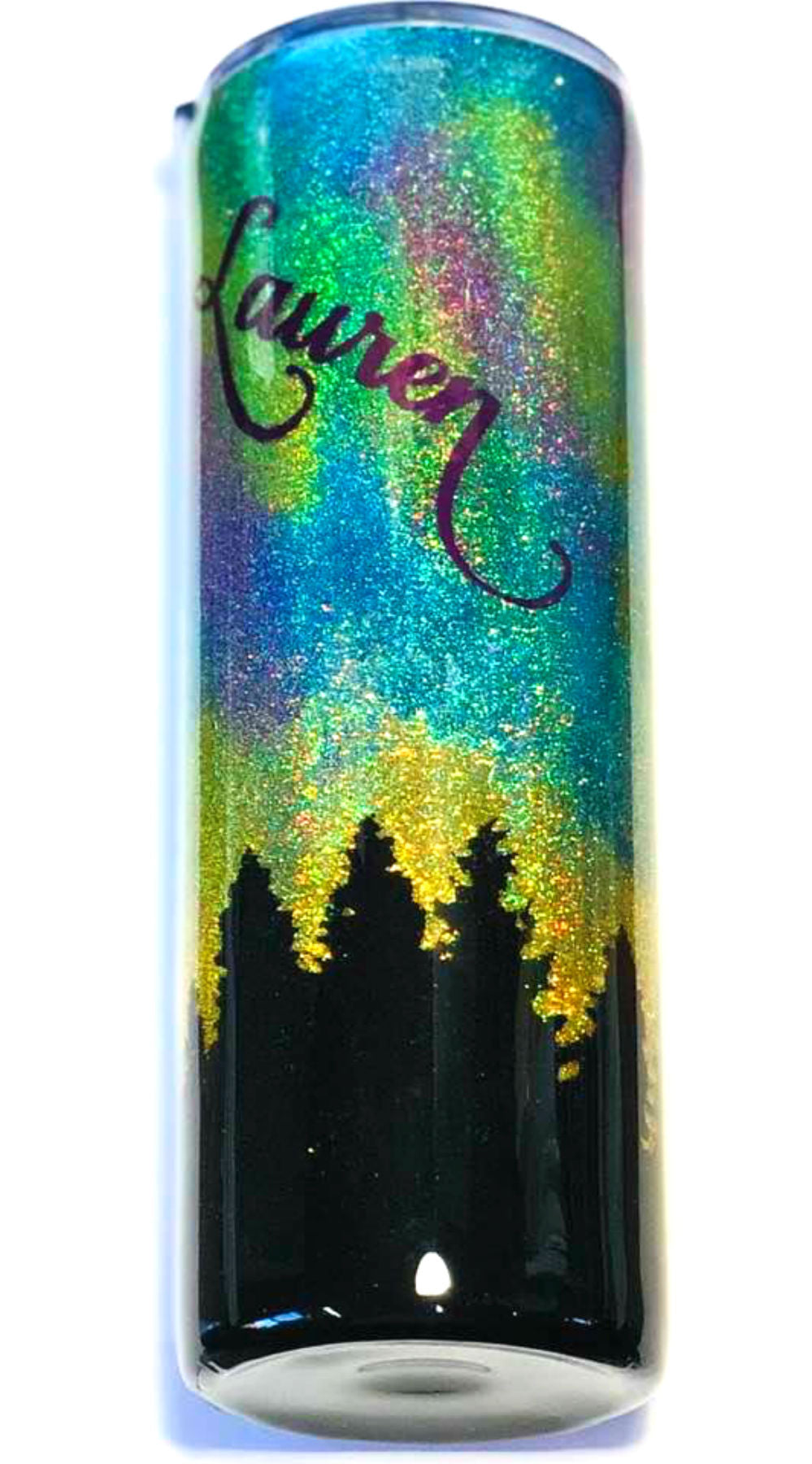 20 oz Skinny Holographic Glitter Insulated Tumbler Laser Engraved