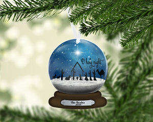 Snow Globe Nativity Christmas Ornament, Name Ornament, Custom Christmas Holiday, Gift for Mom, Grandma Gift, Family Gift