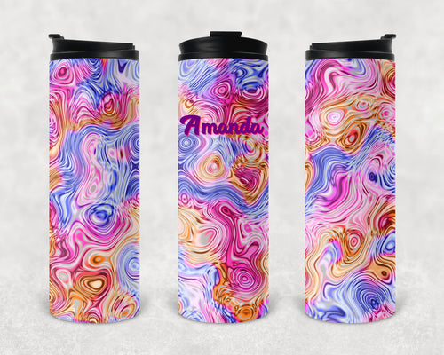 Pastel Oils and Water Personalized Vinyl Wrap Epoxy Tumbler, Pink, Blue, Orange, Mom Gift, Travel Cup, Custom Tumbler, Oil Slick, 17 oz