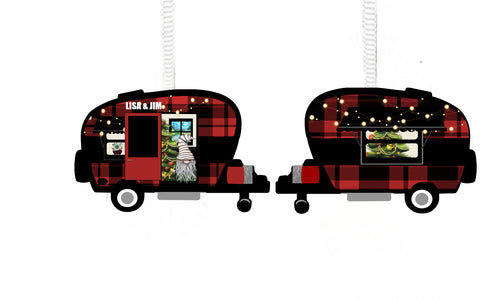 Buffalo Plaid Gnome Camper Christmas Ornament, Personalized, Camper Ornament, Gnomes, Name Ornament, Buffalo Plaid, Ornament, Camping Gift