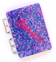Load image into Gallery viewer, Glitter Name Personalized Notebook Cover, Handmade Notebook, Teacher Gift, Journal, Book, Teacher Christmas Gift, Notebook, Choose Size