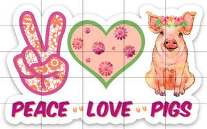 Peace Love Pigs Sticker, Pig Sticker, Pig Sticker for Laptops, Pigs, Water Bottles, Gift for Pig Lovers, Pig, 4-H Pigs, Retro Pig