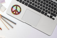 Load image into Gallery viewer, Peace Sign Floral Holographic Sticker, Peace, Retro, Holographic Sticker, Laptop Sticker, Sticker Collector, Hippie, Floral Peace Sign