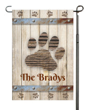 Load image into Gallery viewer, Pet Garden Flag, Personalized, Paw Print Garden Flag, Dog Garden Flag, Yard Decor, Pet Yard Decor, Custom Garden Flag, Dog Lover Gift