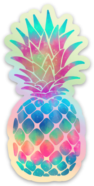 Pineapple Holographic Sticker, Pineapple Laptop Sticker, Water Bottle Sticker, Tie Dye Pineapple, Tumbler Sticker, Rainbow Pineapple Gift