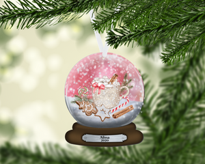 Pink Snow Globe Christmas Ornament Personalized, Let it Snow, Name Ornament, Custom Christmas Holiday, Gift for Girl, Pink Ornament