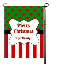 Load image into Gallery viewer, Polka Dot Striped Christmas Garden Flag, Personalized Garden Flag, Christmas Garden Flag, Name Flag, Custom Garden Flag, Christmas Decor