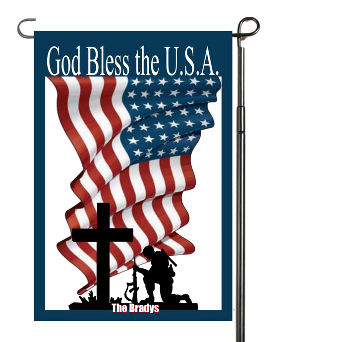 Patriotic Garden Flag Personalized, God Bless the USA Garden Flag, Red White and Blue Flag, Holiday Yard Flag, American Flag Decor