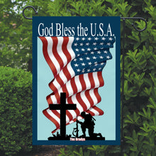 Load image into Gallery viewer, Patriotic Garden Flag Personalized, God Bless the USA Garden Flag, Red White and Blue Flag, Holiday Yard Flag, American Flag Decor