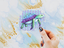 Load image into Gallery viewer, Sea Turtle Holographic Sticker, Laptop Sticker, Water Bottle Sticker, Watercolor Turtle Sticker, Ocean Life, Tumbler Sticker, Turtle Sticker, Sea Turtle