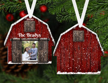 Load image into Gallery viewer, Barn Photo Christmas Ornament, Personalized Ornament, Custom Family Gift, Farm, Ranch, Name Ornament, Farm Gift, Ranch, Picture Gift