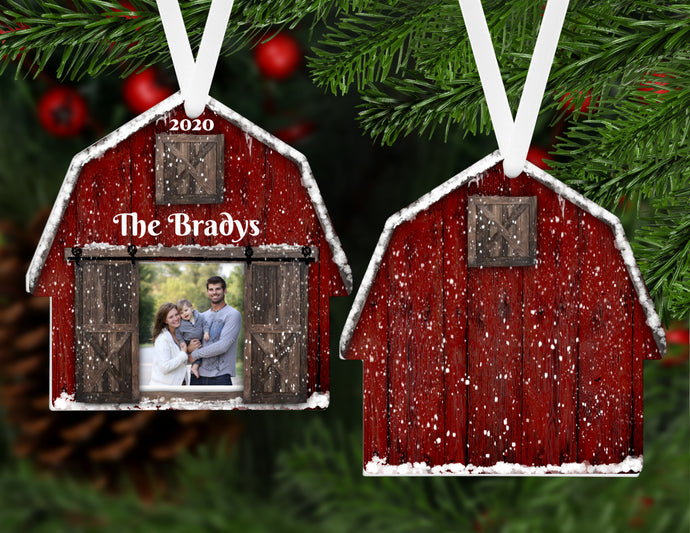 Barn Photo Christmas Ornament, Personalized Ornament, Custom Family Gift, Farm, Ranch, Name Ornament, Farm Gift, Ranch, Picture Gift
