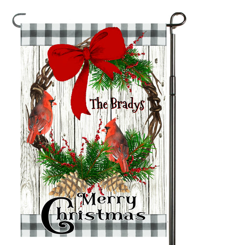 Cardinal Christmas Garden Flag, Personalized Garden Flag, Cardinals, Christmas Garden Flag, Family Gift, Custom Garden Flag, Christmas Decor