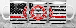 Thin Red Line Personalized Mug, Firefighter Mug, Gift for Man, Coffee Mug for Dad, Custom Mug, Thin Red Line Gift, First Responder