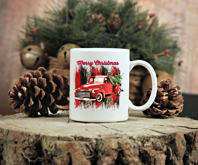 Ready to Press Red Christmas Truck Sublimation Transfer, Printed Sub Image