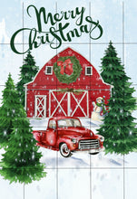 Load image into Gallery viewer, Red Christmas Truck Barn Garden Flag, Personalized Garden Flag, Christmas Garden Flag, Family Gift, Custom Garden Flag, Christmas Decor