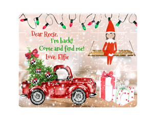 Christmas Elf Puzzle, Red Truck with Christmas Lights, Children's Custom Puzzle, Personalized Puzzle, Kid Gift, Name Puzzle, Educational
