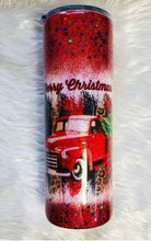Load image into Gallery viewer, Red Christmas Truck Holographic Glitter Tumbler